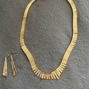 14K gold necklace with earrings